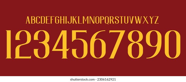 font vector team 2018 - 2019 kit sport style font. football style font with lines and points inside. Totti. roma font. sports style letters and numbers for soccer team