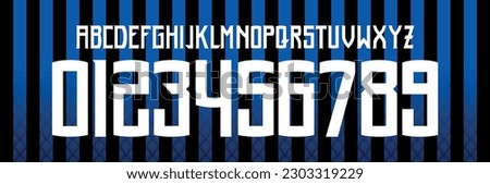 font vector team 2018 - 2019 kit sport style font. football style font with lines and points inside.Internazionale Nerazzurri. inter milan font. sports style letters and numbers for soccer team