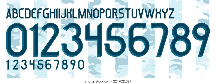 font vector team 2019 kit sport style font. football style font with lines and points inside. messi. argentina font world cup. sports style letters and numbers for soccer team - Shutterstock ID 2249021327