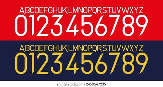 Font Vektorgrafik Team 2021 - 2022 Kit Sport Style Font. Manchester United Football Style Font. ]Sports Style Letters and Numbers for Soccer Team