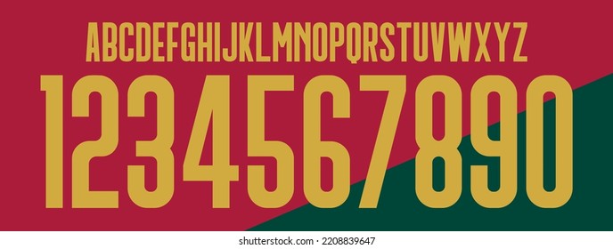 font vector team 2022 kit sport style font. football style font with lines. portugal font world cup. neymar.sports style letters and numbers for soccer team