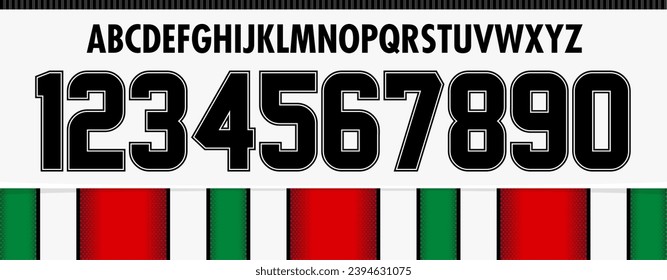 font vector team 2023 - 2024 kit sport style font. palestino football style font. Chile football league. sports style letters and numbers for soccer team