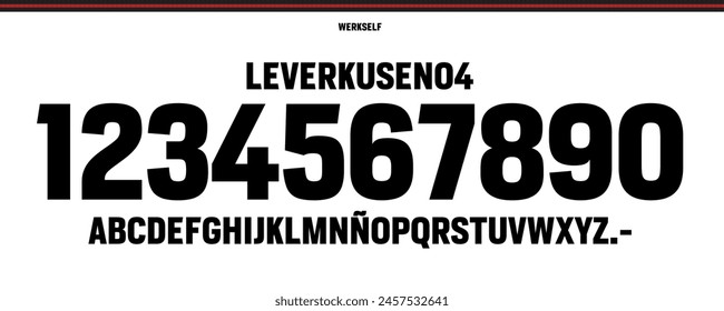 font Vector team 2023 - 2024 kit sport style. football style font con líneas. fuente bayer. Letras y números de estilo deportivo para el equipo de fútbol