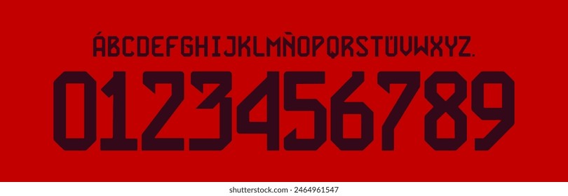 font vector team 2024 - 2025 kit sport style. football style font with lines.bayern font, munich germany font. sports style letters and numbers for soccer team