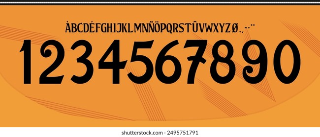 font vector team 2024 - 2025 kit sport style font. real madrid font. football style font with lines inside. spain sports style letters and numbers for soccer team