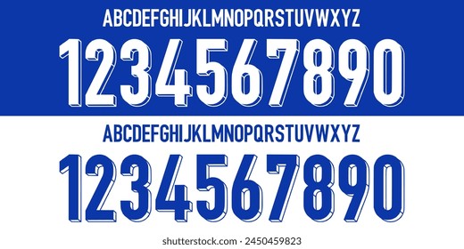 font Vector team 2024 kit sport style font. football style font con líneas. france font. letras y números de estilo deportivo para soccer team