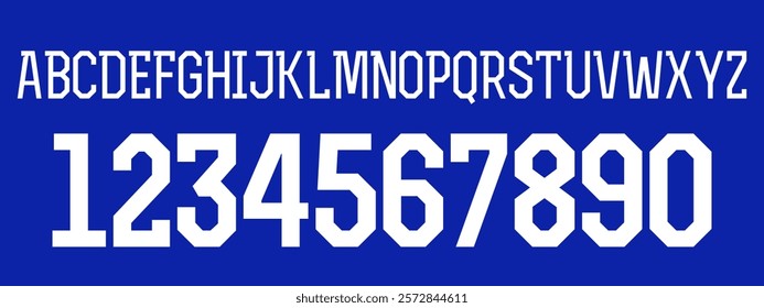 font vector team 2024 kit sport style font. Tigre football style font. sports style letters and numbers for soccer team