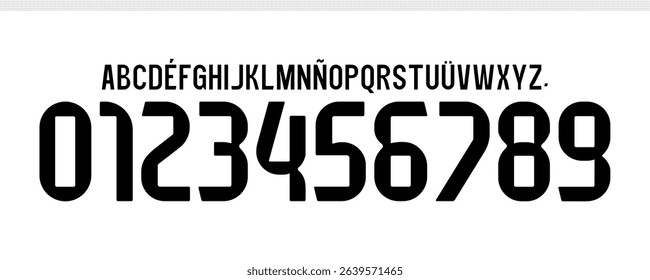 font vector team 2025 - 2026 kit sport style font. real madrid home font. football style font with lines inside. sports style letters and numbers for soccer team