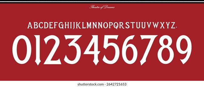 font vector team 2025 - 2026 kit sport style font. manchester football style font. manchester united england. sports style letters and numbers for soccer team	