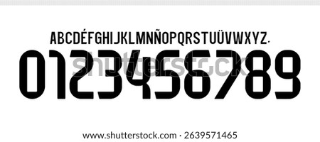 font vector team 2025 - 2026 kit sport style font. real madrid home font. football style font with lines inside. sports style letters and numbers for soccer team