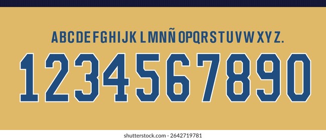 font vector team 2025 kit sport style font. football style font with retro style. sports style letters and numbers for soccer team, Boca font