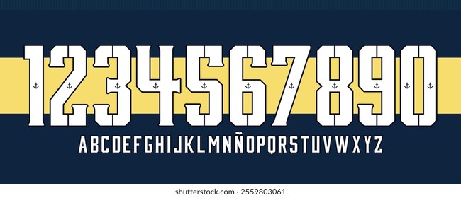 font vector team argentina 2014 2015 kit sport style. argentina soccer font. football style font with dynamic lines. messi, maradona. boca juniors. sports style letters and numbers for soccer team