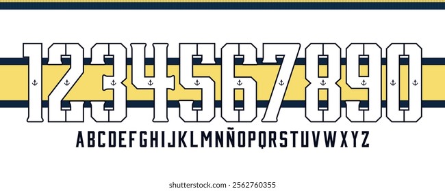 font vector team argentina 2014 2015 kit sport style. boca argentina soccer font. football style font with dynamic lines. messi, maradona. boca juniors. sports style letters and numbers for soccer