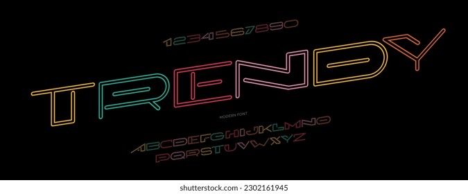 Estilo de línea de moda vectorial de fuente tipografía moderna