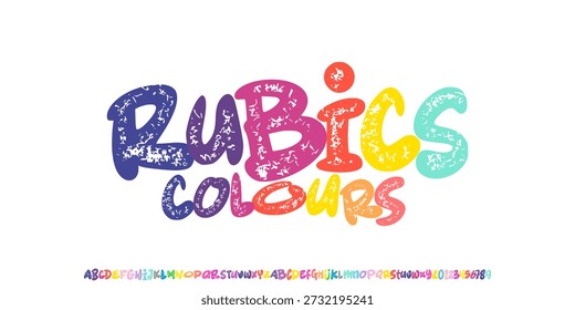 Vector de fuente a todo color burbujas, diseño simple de la fuente para el logotipo, logotipo 