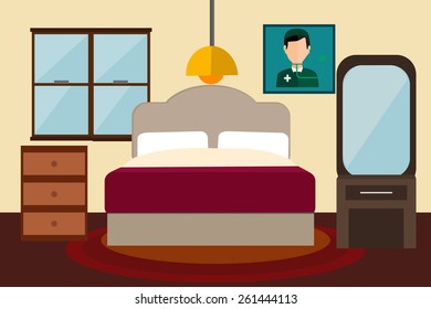 Font view bed room vector.