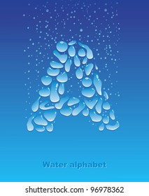 Font of the water droplets. The letter A