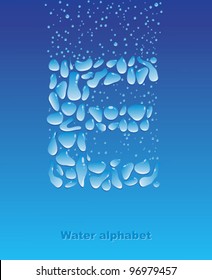 Font of the water droplets. The letter E