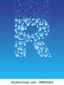 Font of the water droplets. The letter R