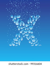 Font of the water droplets. The letter X