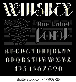Font Whiskey typeface, Vintage fine label font,