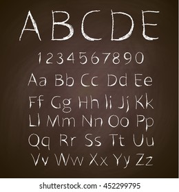 font, write on the blackboard with chalk , vector