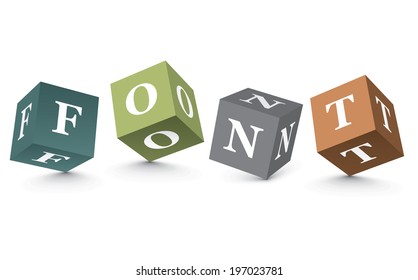 FONT written with alphabet blocks - vector illustration