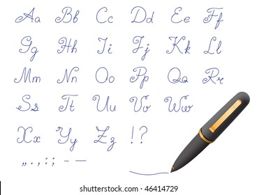 Font written by a black pen on a white background