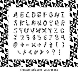 font,alphabet free Hand Native patterns vector