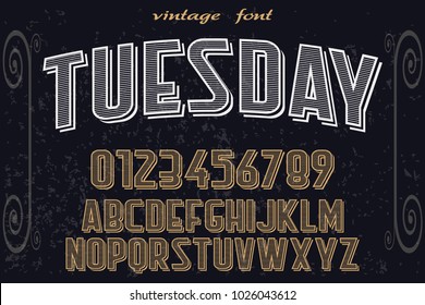 Font.alphabet.Script.Typeface handcrafted handwritten vector label design named tuesday