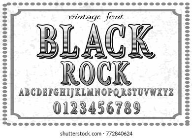 Font.alphabet.Script.Typeface handcrafted handwritten vector label design name black rock