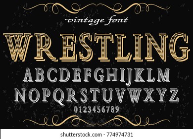 Font.alphabet.Script.Typeface handcrafted handwritten vector label design named wrestling