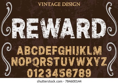Font.alphabet.Script.Typeface handcrafted handwritten vector label design named reward