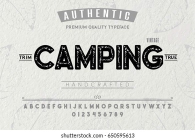 Font.Alphabet.Script.Typeface.Label. Camping typeface.For labels and different type designs