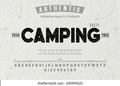 Font.Alphabet.Script.Typeface.Label. Camping typeface.For labels and different type designs