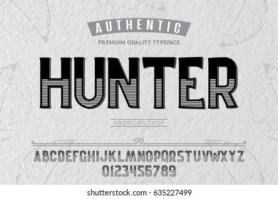 Font.Alphabet.Script.Typeface.Label.Authentic Hunter typeface.For labels and different type designs