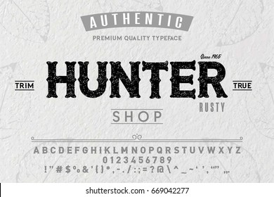 Font.Alphabet.Script.Typeface.Label.Hunter typeface.For labels and different type designs