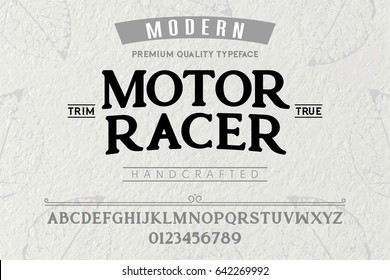 Font.Alphabet.Script.Typeface.Label.Motor Racer typeface.For labels and different type designs