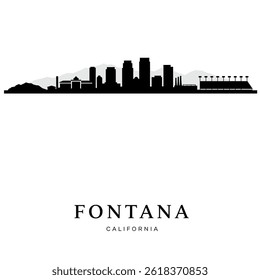 Fontana California Skyline Black Silhouette.