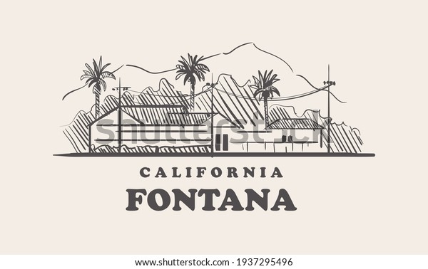 Fontana skyline,\
california drawn\
sketch