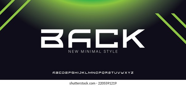 Fonts with a bold style for typography. Technology in sport and action. A powerful and strong typeface for technology. Vector illustration