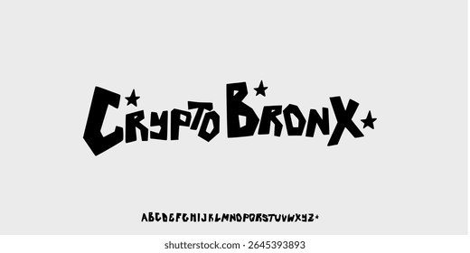 Uma fonte bold urban graffiti-style display font com arestas e atitude afiadas. Perfeito para roupas de rua, hip-hop, cartazes, logotipos, marcas de jovens e projetos criativos rebeldes.font
