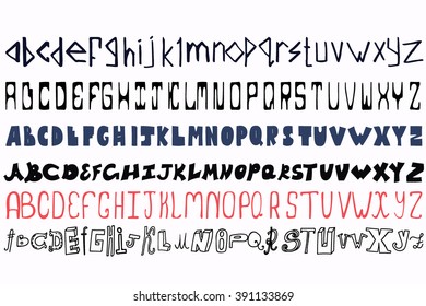 Fonts collection. Hand drawn alphabets from A to Z