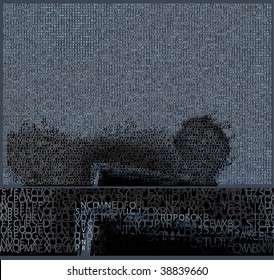 Fonts grunge background texture with space for text or image. Bottom of the image - detail.