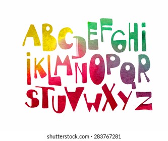 fonts hand drawn in watercolor style