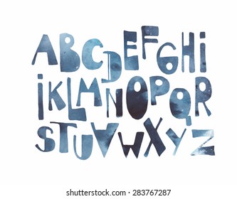 fonts hand drawn in watercolor style