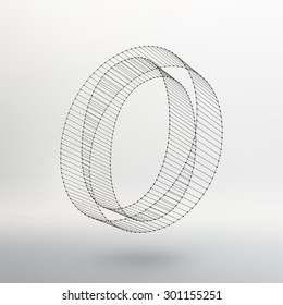 Fonts of Mesh polygonal. Wire frame contour alphabets.