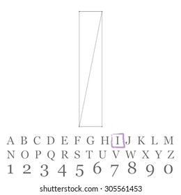 Fonts of Mesh polygonal. Wire frame contour alphabets.
