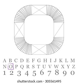 Fonts of Mesh polygonal. Wire frame contour alphabets.