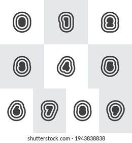 Fonts - Numeric - Logo or icon Type template. Set of letters 0 to 9. Vector illustration
